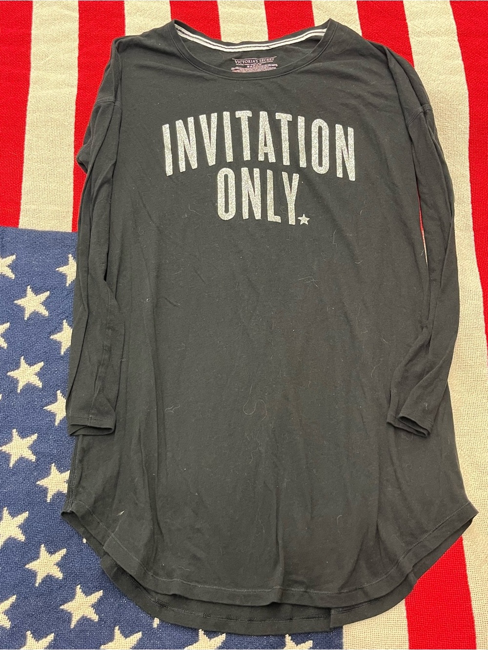 Victoria's Secret Black Long-Sleeve 'Invitation Only' Graphic Night Gown Size XS